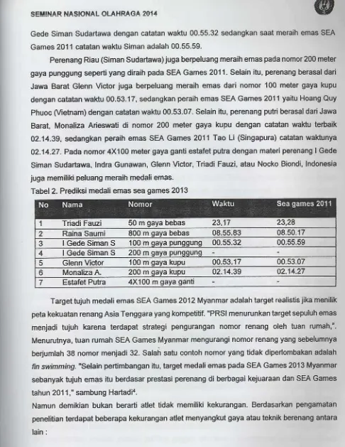 Tabel 2. Prediksi medali emas sea games 2013