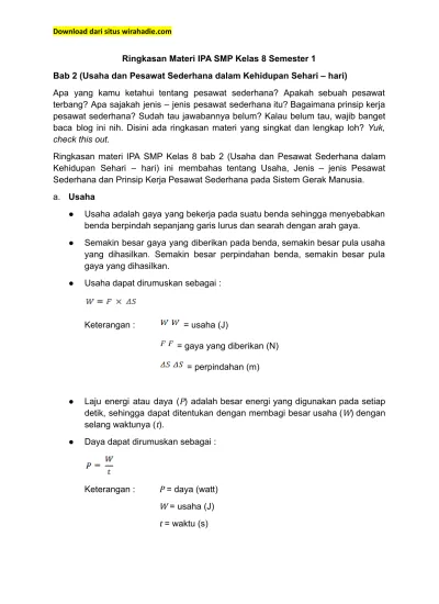 Ringkasan Materi IPA SMP Kelas 8 Semester 1