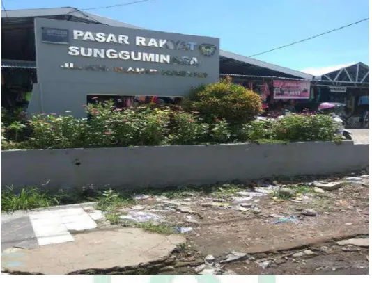 Gambar 1. Pasar Rakyat Sungguminasa, Jl. K.H. Wahid Hasyim Kelurahan  Pandang-pandang Kecamatan Somba Opu Kabupaten Gowa (Sungguminasa, 17 