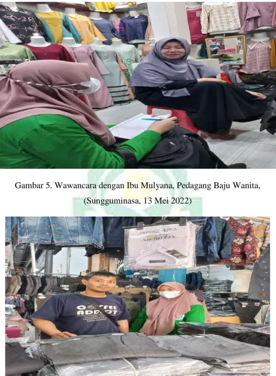 Gambar 5. Wawancara dengan Ibu Mulyana, Pedagang Baju Wanita,  (Sungguminasa, 13 Mei 2022) 