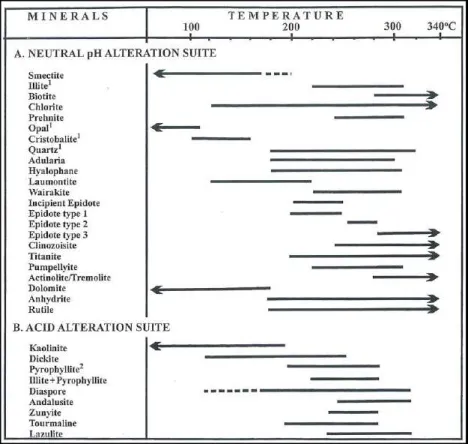 Gambar 2.2 Mineral Indikator sebagai Geotermometer (Reyes, 1990) 
