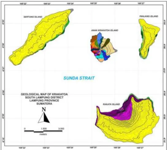 Gambar 2.2 Peta Stratigrafi Kompleks Anak Krakatau (Sutawijaya dalam Abdurrachman  dkk, 2018) 
