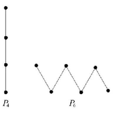 Gambar 2.8 Graf Lintasan 𝑃 4  dan 𝑃 6 Berikut diberikan definisi graf sikel yang dikutip dari [7]