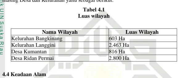 Tabel 4.1   Luas wilayah 