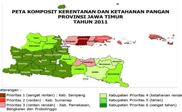 Gambar 1.1 Peta Komposit Kerentanan dan Ketahanan Pangan Provinsi 