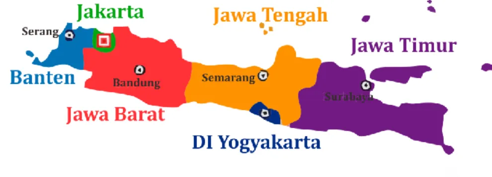 Gambar 3. 1 Pembagian Wilayah Provinsi yang Ada di Pulau Jawa 