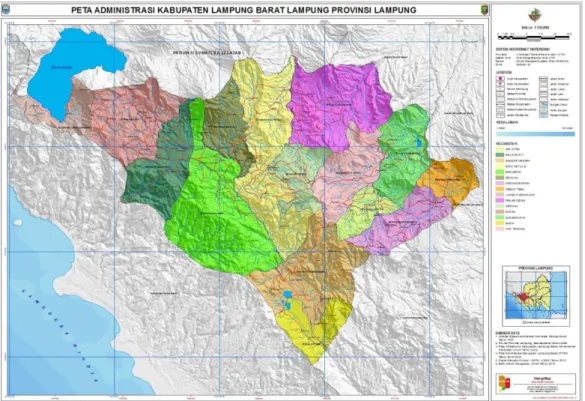 Gambar 4.  Peta wilayah Kabupaten Lampung Barat  Sumber:     BPS Kabupaten Lampung Barat, 2020 