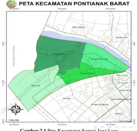 Gambar 2.1 Peta Kecamatan Sungai Jawi Luar  (Sumber : BPS Kecamatan Pontianak Barat, 2019) 