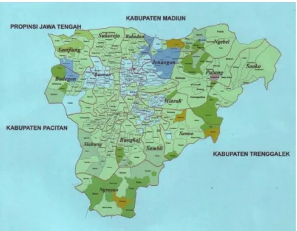 Gambar 1.1. Peta Lokasi Kecamatan Sawoo, Kabupaten  Ponorogo 