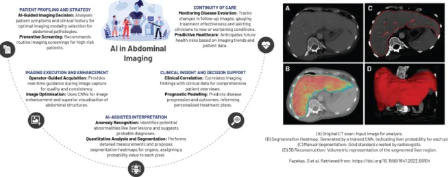Figure 8. An overview of AI-driven applications in abdominal imaging [91].