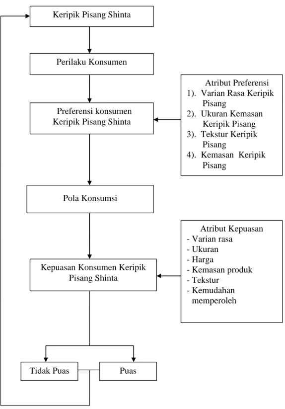 Gambar 3.  Kerangka Pemikiran analisis preferensi dan kepuasan konsumen  Keripik Pisang Shinta di Kota Bandar Lampung