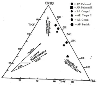 Gambar 7.  Diagram Cl/100–Li-B/4 (Nidya, dkk., 2013). 