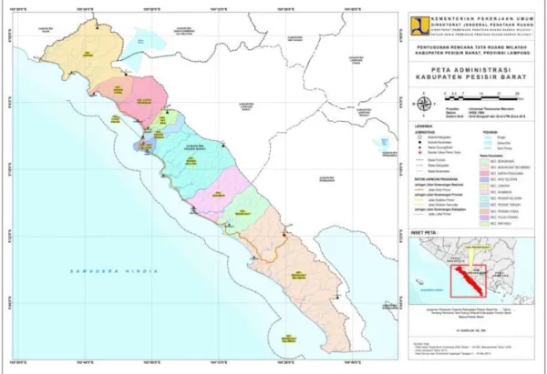 Gambar 6. Peta Administratif Kabupaten Pesisir Barat  Sumber: Perda Kabupaten Pesisir Barat No 8 Tahun 2017 
