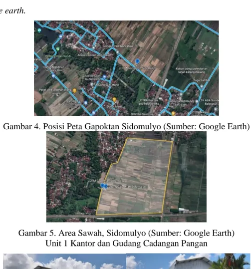 Gambar 5. Area Sawah, Sidomulyo (Sumber: Google Earth)  Unit 1 Kantor dan Gudang Cadangan Pangan 