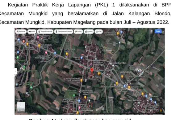 Gambar  4 Lokasi wilayah kerja bpp mungkid (sumber: google maps)  3.2  Materi Kegiatan 