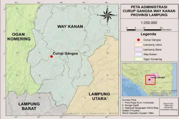 Gambar 2.  Peta lokasi penelitian di Curup Gangsa. 