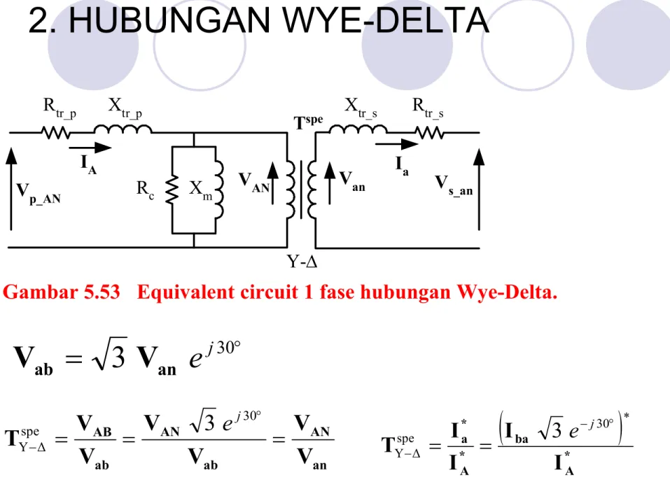 Gambar 5.53   Equivalent circuit 1 fase hubungan Wye-Delta.