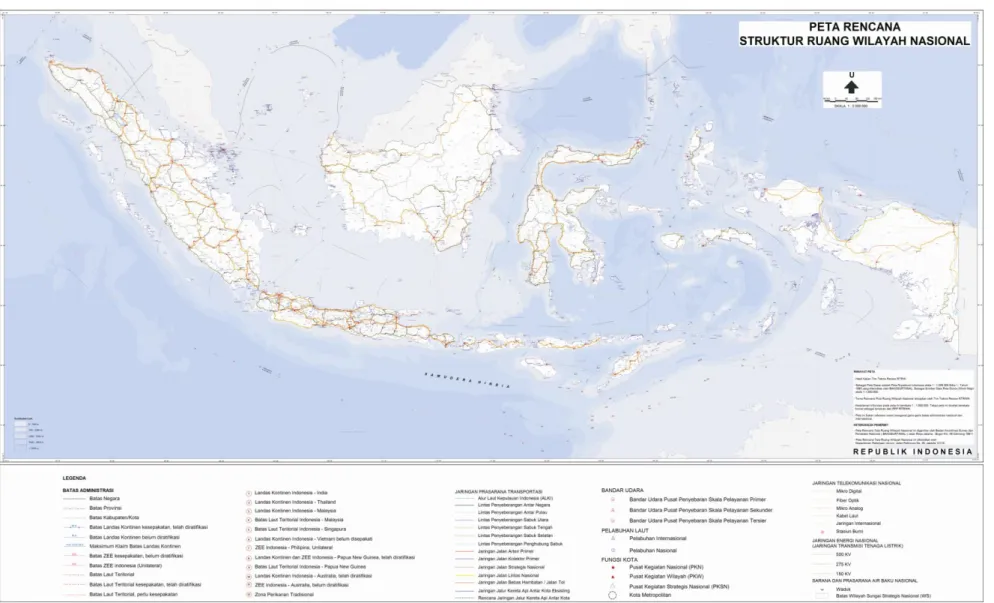 Gambar  1.  Peta RTRW dan Simpul Transportasi Nasional  Sumber: Direktorat Jenderal Perkeretaapian 2010