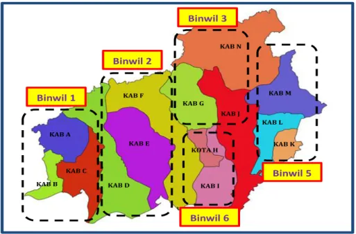 Gambar 4. Contoh Pembagian Wilayah Binaan (Binwil)  Kabupaten/Kota 