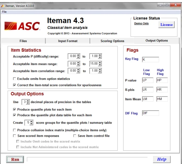 Figure 3.4: The Output Options Tab 