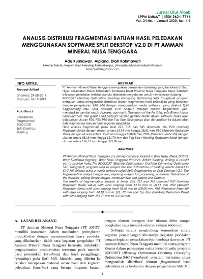 ANALISIS DISTRIBUSI FRAGMENTASI BATUAN HASIL PELEDAKAN MENGGUNAKAN ...