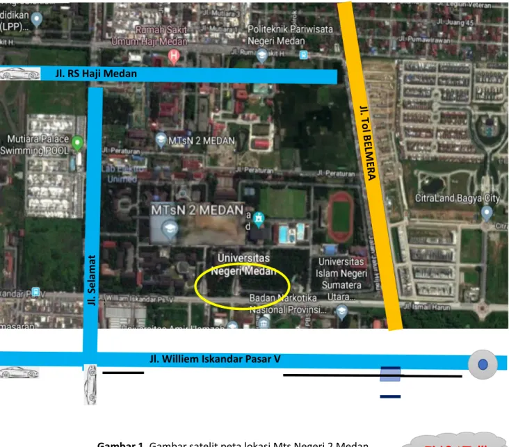 Gambar 1. Gambar satelit peta lokasi Mts Negeri 2 Medan Jl. Williem Iskandar Pasar V 