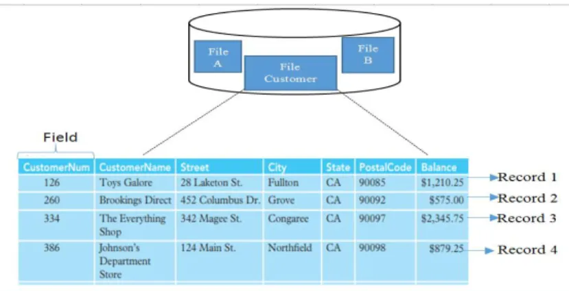 Gambar 3 Hierarki susunan data dalam database 