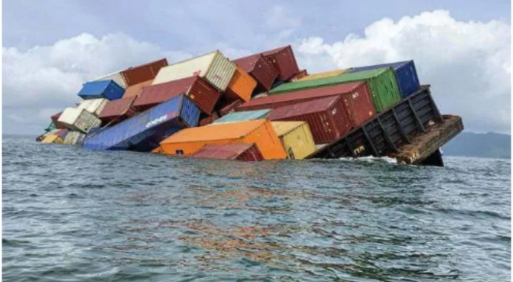 Gambar 2.3 Kecelakaan kapal kontainer.