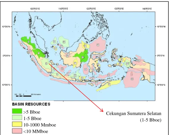 Gambar  2.    Peta  lokasi  cekungan  di  indonesia.  Dikelompokan  berdasarkan      volume  cadangan