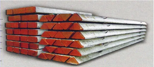 Gambar 2.1: Tiang pancang beton dengan penampang segitiga dan segi  empat (Beton Elemindo Perkasa, 2008)(Nurdiani, 2013).