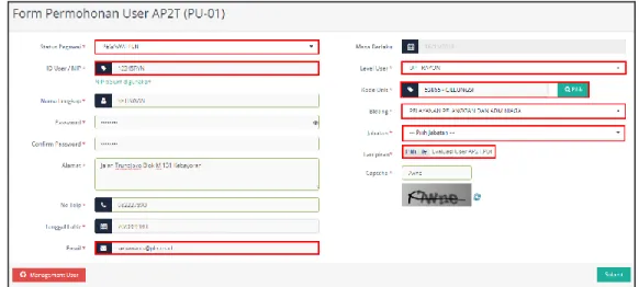 Gambar 2-7 Form Permohonan User AP2T (PU-01) 