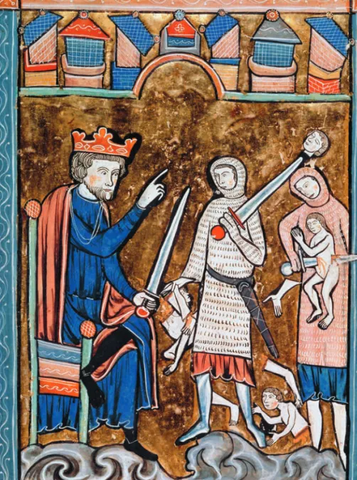 Fig. 1.5. Herod the Baby-killer. Herod the Great will always be remembered for “the massacre of  the innocents” described in Matthew 2:1–18 and portrayed in this gruesome illustration from a  thirteenth-century French Psalter