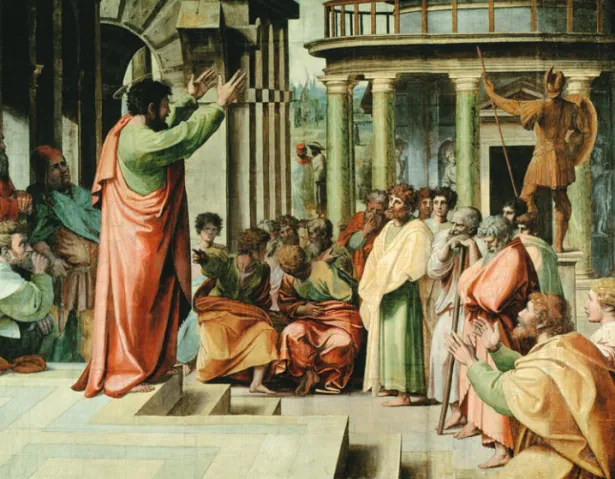 Fig. 1.7. Paul and the Philosophers. The New Testament reports that Paul preached to Epicurean  and Stoic philosophers in Athens (see Acts 17:16–34)