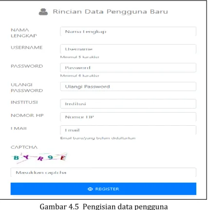 Gambar 4.5  Pengisian data pengguna 