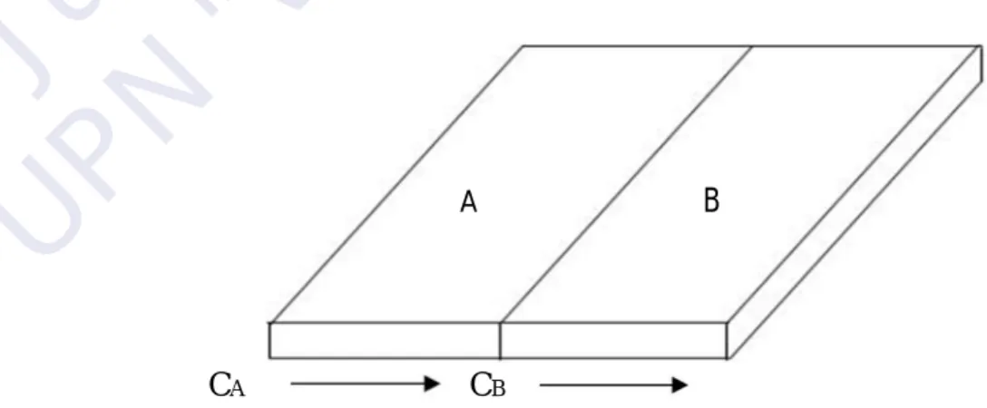Gambar 1. Mekanisme terjadinya difusi dari sistem biner 