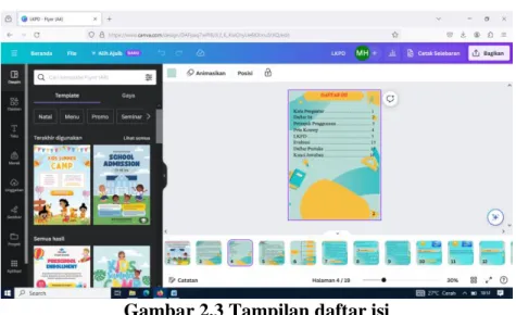 Gambar 2.3 Tampilan daftar isi  