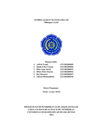 Pembelajaran Matematika Sd “bilangan Cacah”