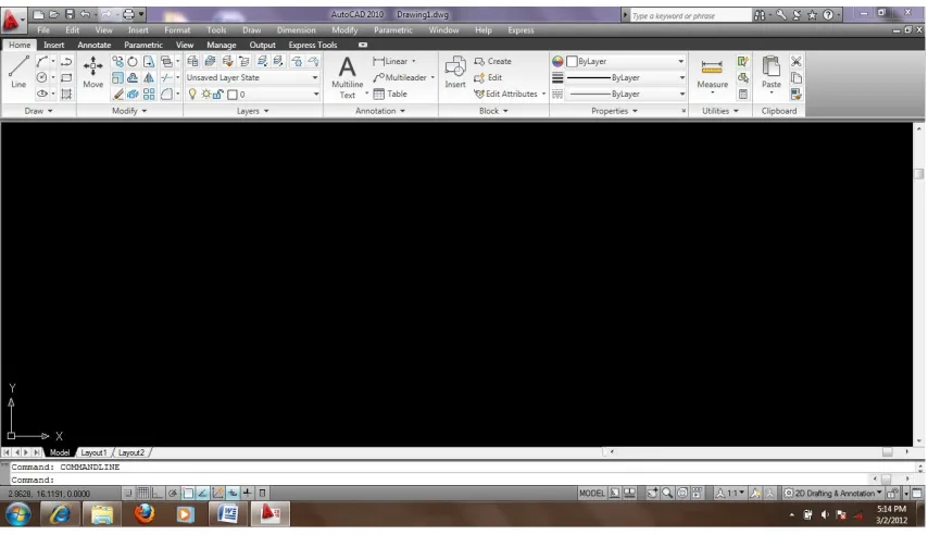 Gambar 2. 13Menjalankan program AutoCAD 2010
