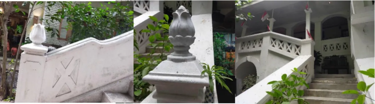 Gambar  4,  5,  dan  6  menunjukan  bahwa  Mustokoweni  the  Heritage  Hotel  yang  awalnya  didirikan  sebagai  rumah  tinggal  memiliki  beberapa  ornamen  khas pada bangunan corak Indis