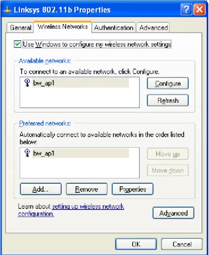 Figure 1: 802.11b NIC configuration – Wireless Networks 