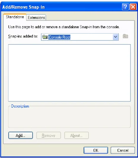 Figure 5: MMC - Adding a Snap-in  Click the “Add” button.  The following dialog will appear