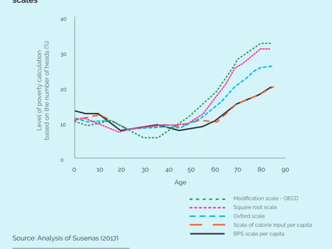 Figure 18:  Poverty rates by age group using different measures of equivalence  scales
