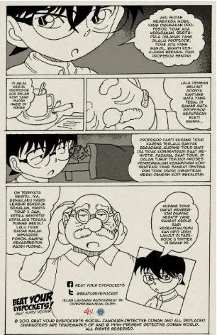 Gambar 5. Pembatas buku komik Detektif Conan berupa comic strip (belakang) 