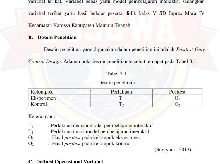 Tabel 3.1  Desain penelitian 