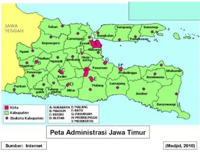 Gambar 1. Peta wilayah Jawa Timur 