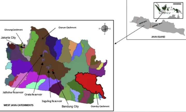 Fig. 1. The Citarum, Ciliwung and Citanduy catchments in West Java.
