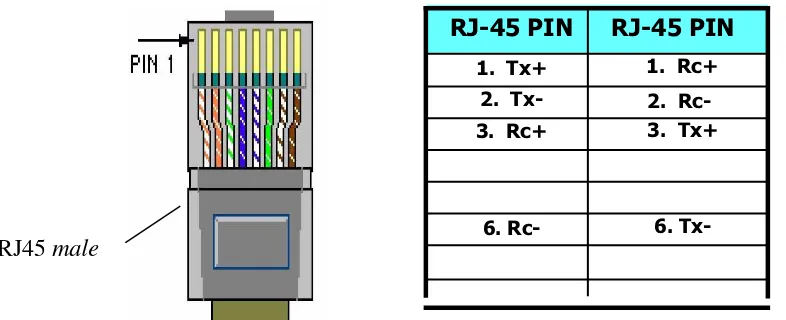 Gambar 5.  Model penyambungan kabel UTP Straight Cable 