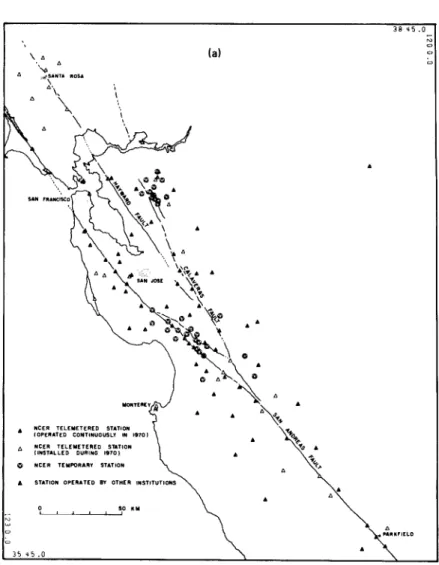 Fig.  Za.  Map showing seismographic  stations in  central  California for  1970. 