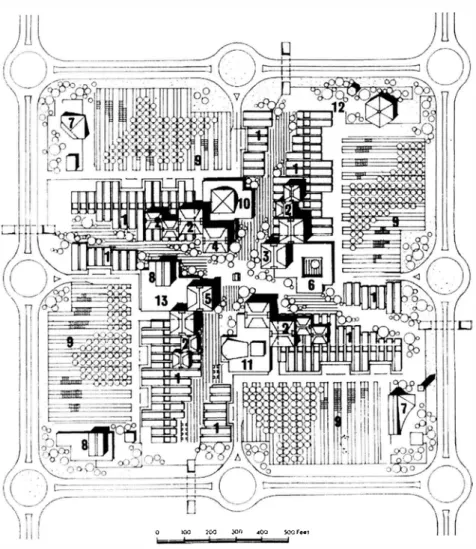 Figure  1.3  A  design  for the centre of a theoretical new town 
