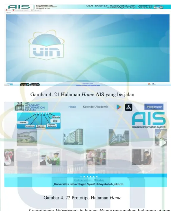 Gambar 4. 21 Halaman Home AIS yang berjalan 